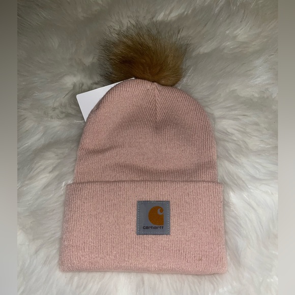 NWT! Custom Carhartt Pompom Knit Cuffed Beanie • Ash Rose - Picture 1 of 5
